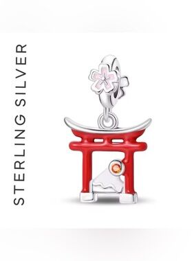 🌟 S925 Sterling Silver Japan Torii Gate & Mount Fuji Dangle Charm